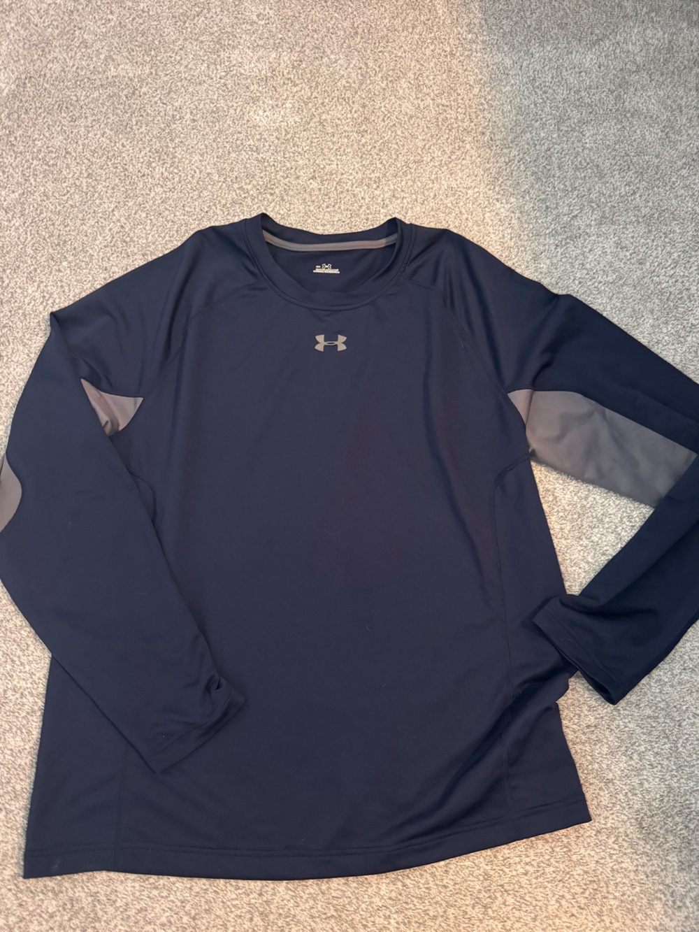 Under Armour Navy Long-Sleeve Athletic Crew with Gray Accents